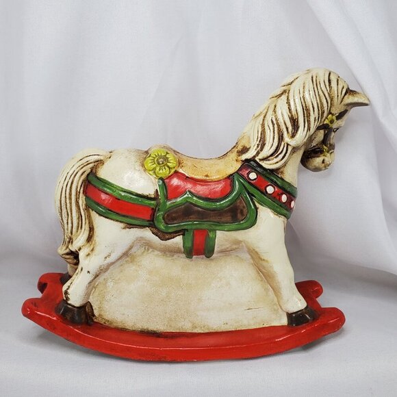 Vintage Enesco Decorative Rocking Horse Coin Bank Piggy Bank Christmas - Picture 2 of 13